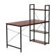 Wooden computer desk with shelves, metal frame, ModernHome