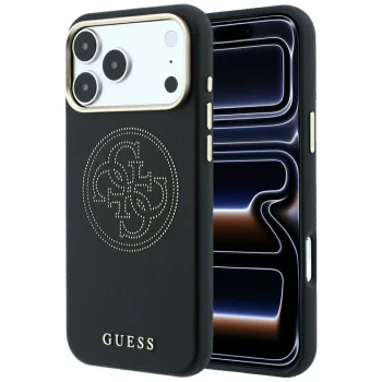 Guess Perforated 4G Gold Logo MagSafe Case for iPhone 17 Pro / 18 Pro, Black