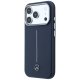 Mercedes Leather Semi Wrap Iconic Line MagSafe Case for iPhone 17 Pro, Navy Blue