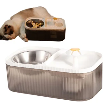 Automatic Pet Water Fountain with Food Bowl 3L, White