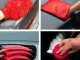 Car Detailing Cleaning Kit with Brushes, Pads and Bag, Red/Black