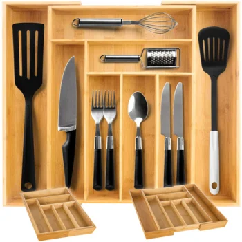 Bamboo Expandable Kitchen Drawer Organizer Ruhhy