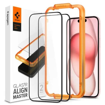 Spigen ALM Glass FC Tempered Glass for iPhone 15 Plus, Black, 2 pcs.