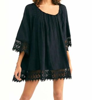 Lightweight beach tunic pareo, universal size, black