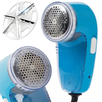 Electric Fabric Shaver and Lint Remover for Clothes, White/Blue