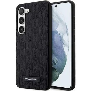 Karl Lagerfeld Samsung Galaxy S24 Case Saffiano Mono Metal Logo, Black