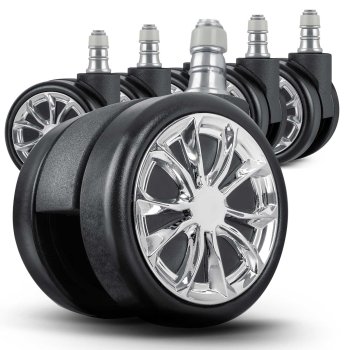 Sofotel Rubber Office Chair Caster Wheels, Set of 5, Black