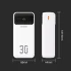 Dudao K15Max 30000mAh 22.5W Power Bank with USB-C and Lightning Cables, White