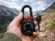 2-in-1 Carabiner Compass and Thermometer Keychain, Black