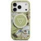 Guess IML Glitter Flowers Triangle MagSafe Phone Case Cover iPhone 17 Pro Max - Green