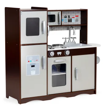 Large Wooden Play Kitchen for Kids with Cabinets and Fridge, ECOTOYS