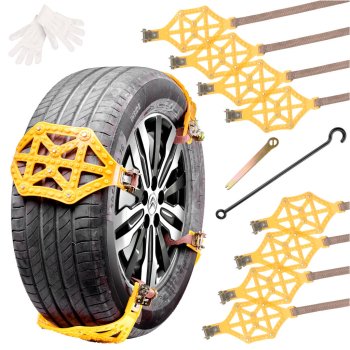 Universal Anti-Skid Snow Chains for Car Tires 8 pcs Set