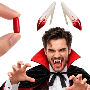 Vampire / Werewolf Fangs with Fake Blood for Halloween