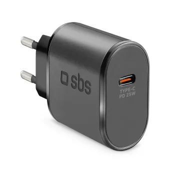 Sbs TETR1CPD25 25W USB-C Wall Charger with Power Delivery, Black