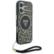 Guess HC IML Leopard Triangle Cord Strap MagSafe Case for iPhone 16, Brown