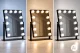 ModernHome LED Makeup Mirror 30x40 cm with 12 Bulbs, 3 Light Modes, Black