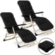 Sofotel Chillwell Folding Garden Lounger with Cushion, Set of 2, Black