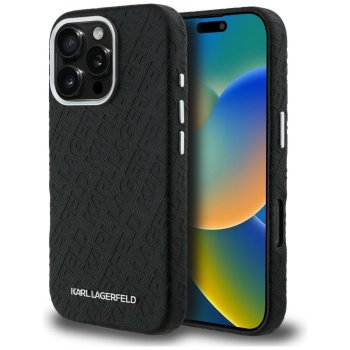 Karl Lagerfeld FW Stamped Karl MagSafe Case for iPhone 16 Pro Max, Black