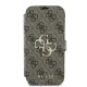 Apple iPhone 16 Pro 6.3\" Guess 4G Metal Logo Book Case Cover, Brown