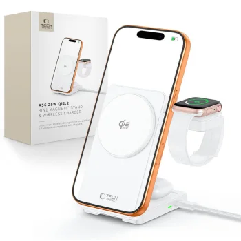 Tech-Protect A56 3in1 MagSafe Qi2.2 25W Wireless Charger Stand - White