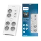 Philips 6-Outlet Surge Protector Power Strip with USB C, 4 USB-A, 2m Cord, white