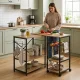 Kitchen Island Shelf Unit ModernHome with Swivel Tabletop, Shelves and Hooks