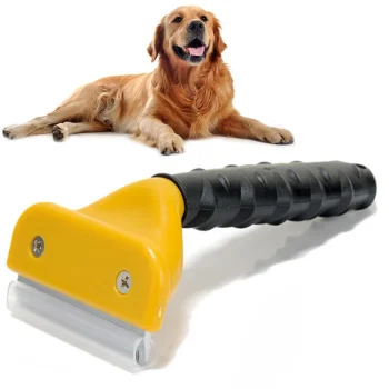 Pet Deshedding Brush / Trimmer, 7 cm, Yellow/Black