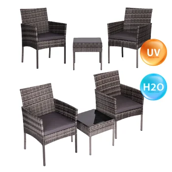 MultiGarden Garden Furniture Set, 2 Chairs and Table, Grey