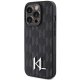 Apple iPhone 15 Pro 6.1\'\' Karl Lagerfeld Leather Monogram Hot Stamp Metal Logo Cover Case, Black