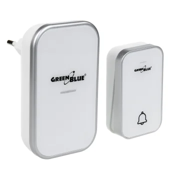 GreenBlue GB157 W Wireless Kinetic Doorbell, 38 Melodies, 200m, White