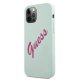 Guess iPhone 12 Pro Max Case Silicone Vintage Script, Blue/Fuchsia