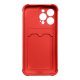 Card Armor Silicone Case for iPhone 13 Mini with Card Holder Red