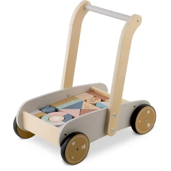 Kids Wooden Push Walker with Building Blocks NK-856 Nukido