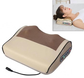 Shiatsu Heated Neck Massage Cushion Pillow Body Massager, Beige
