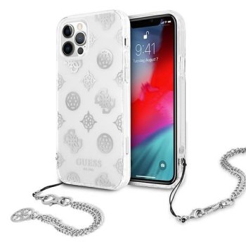 Apple iPhone 12 Pro Max 6.7'' Guess Peony Chain Collection Case Cover (GUHCP12LKSPESI), Silver