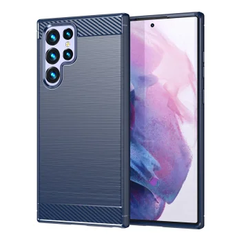 Hurtel Carbon Silicone Case for Samsung Galaxy S23 Ultra Blue