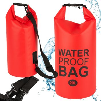 Waterproof dry bag backpack for kayak, 20L, red