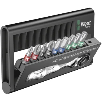 Bit Set with Ratchet Wera Bit-Check 10 Zyklop Mini BiTorsion 1, 10 pcs