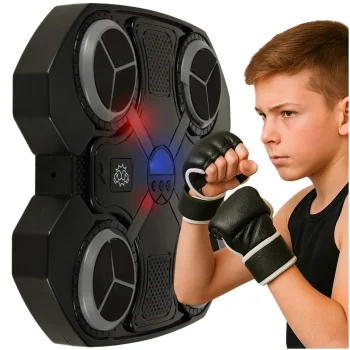 Wall-Mounted Boxing Training Target with Bluetooth, LED & USB, Black/Grey