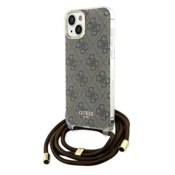 Guess iPhone 15 / 14 / 13 Case Crossbody Cord 4G Print, Brown