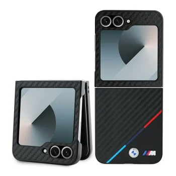 BMW Carbon Tricolor Case for Samsung Galaxy Z Flip 6, Black