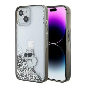 Karl Lagerfeld iPhone 15 Case Liquid Glitter Choupette, Transparent