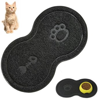 Neslīdošs Suņu Kaķu Mājdzīvnieku Trauku Paklājiņš, Melns | Dog Cat Bowl Mat