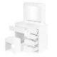 ModernHome Dressing Table with LED Mirror, 5 Drawers and Stool