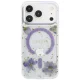 Guess Resin Flowers Glitter MagSafe Case for iPhone 18 Pro Max / 17 Pro Max - Purple