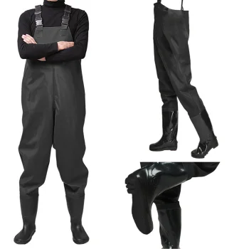 Fishing Chest Waders with Suspenders, Size 45, Black