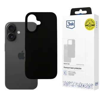 3mk Silicone Case for iPhone 16 Plus, Black