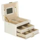 Large Jewelry Box Organizer with Drawers and Mirror, White