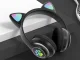 Wireless Bluetooth Cat Ear Headphones with LED RGB, FM Radio, MicroSD, Black