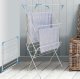 Vertical foldable clothes drying rack with 3 tiers, white-black